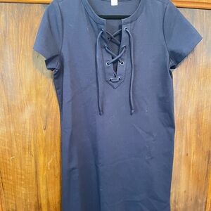 J. Crew Navy Lace-Up Short Sleeve Mini Dress